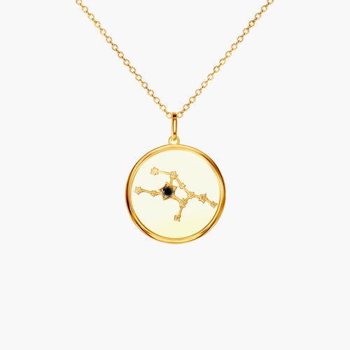 Naszyjnik znak zodiaku panna Savicki: srebrny pozłacany, czarny diament